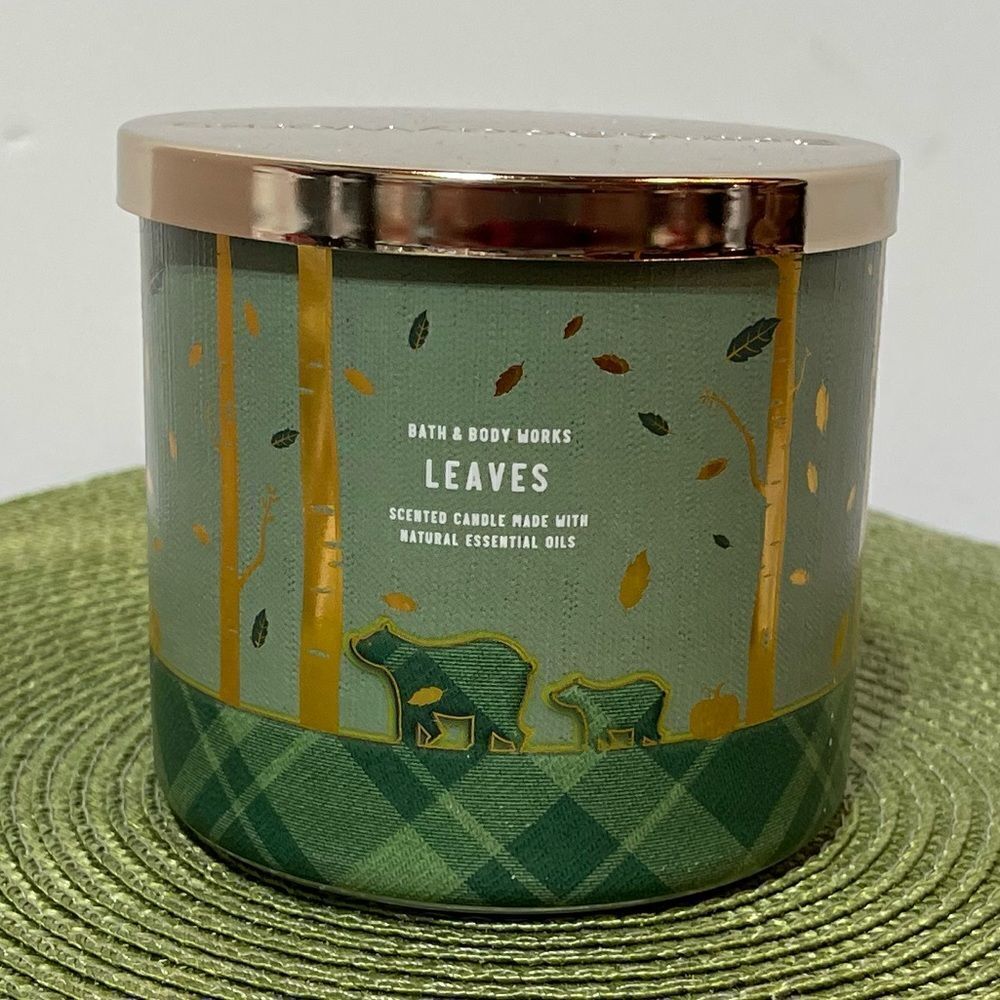 BBW Leaves 3 Wick Scented Candle NWT